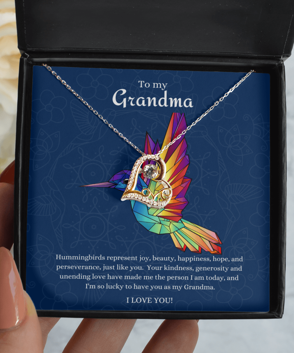 To My Grandma Hummingbird Joy Gift Jewelry with Message Card - We Love Your Gift