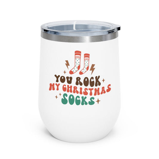 You Rock My Christmas Socks - Holiday 12oz Insulated Wine Tumbler - We Love Your Gift